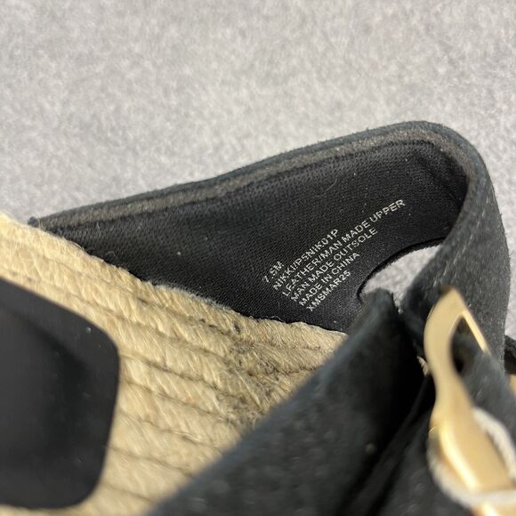 Haute Hippie Sandals Womens 7.5 black genuine suede espadrille slip on buckle - Picture 7 of 11